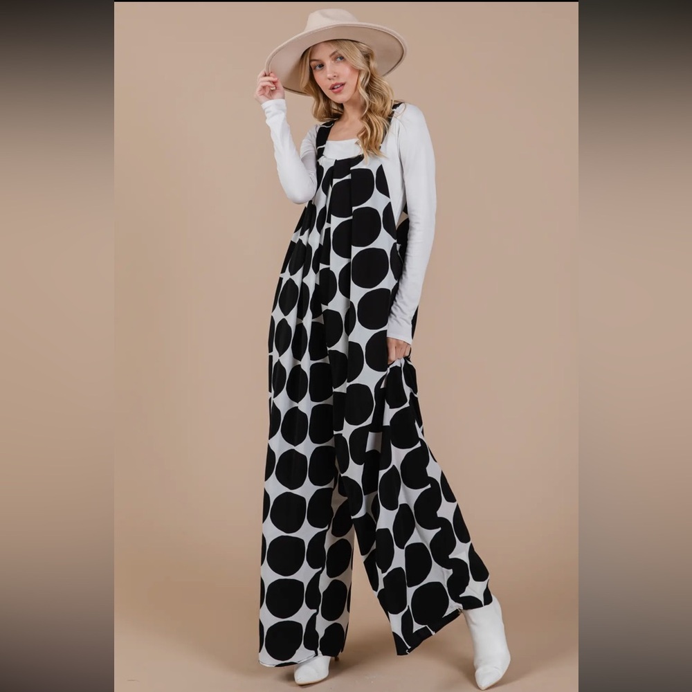Fabulous Wide Leg Polkadot Overalls